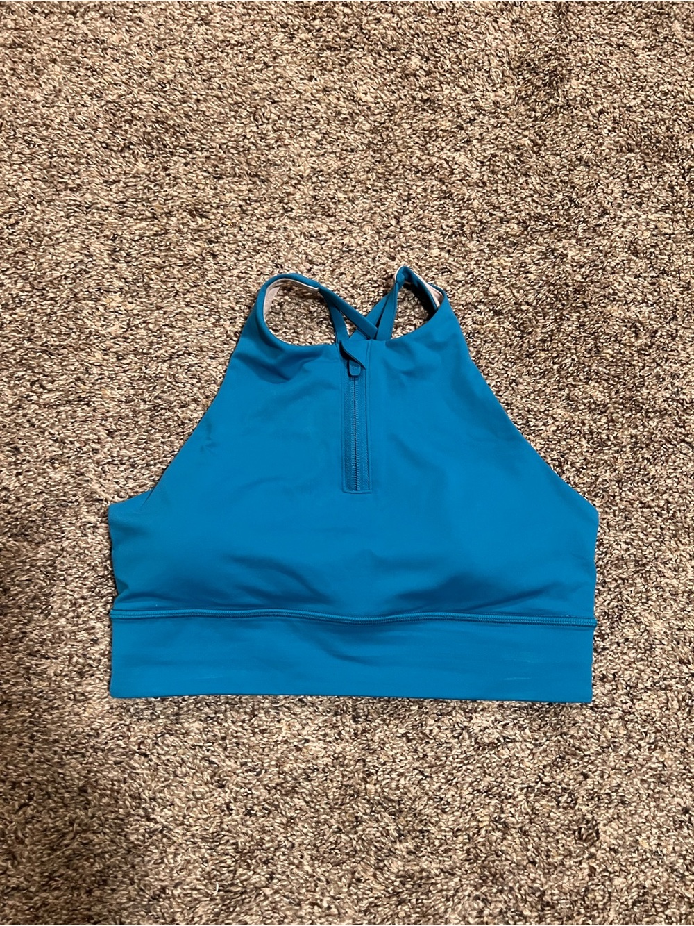 lululemon athletica Blue High-Neck Zip Front Sports Bra